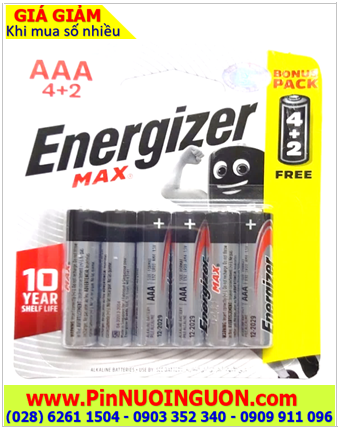 Energizer E92-BP6; Pin AA 1.5v Alkaline Energizer E92 BP6 Made in Singapore |Vỉ 6viên|